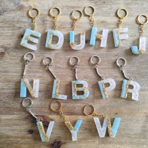 Porte-clés "Alphabet " - Vert amande et Or