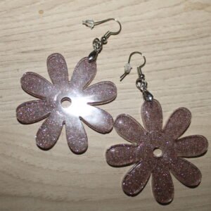 Boucle d'oreille "Marguerite pêche"