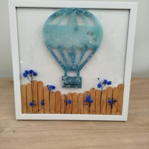 Cadre déco Modèle Montgolfière vert pailleté