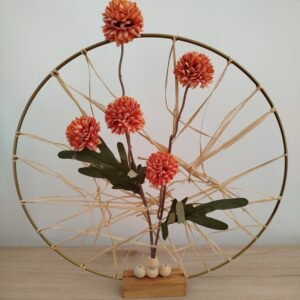 Centre de table raphia déco fleurs oranges