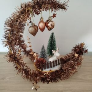 Centre de table double déco Noël guirlande ton rouille