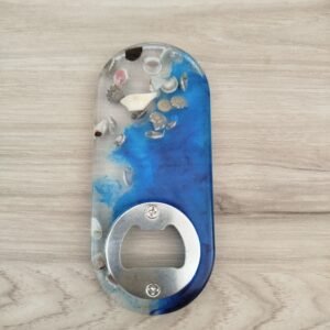 Décapsuleur résine turquoise décor mer