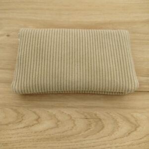 Porte monnaie velours beige et tissu imperméable géométrique beige