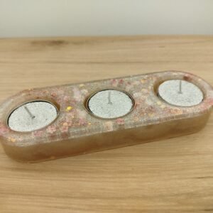 Support  3 Bougies pailleté rosé