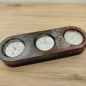 Support  3 Bougies -Noir pailleté cuivré