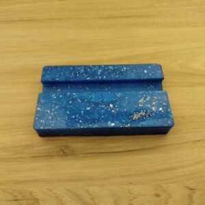 Support téléphone résine bleu argenté