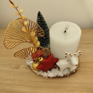 Centre de table - Bougie Led blanche - Décor de Noël