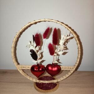 Cercle déco "Saint Valentin"- 2 cœurs rouges