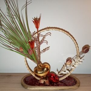 Cercle déco "Saint Valentin"- Cœur or et cœur rouge