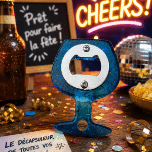 Décapsuleur résine bleu turquoise