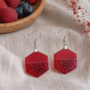 Boucles d'oreilles "HEXAGONE" rouge