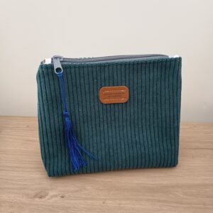 Trousse à maquillage "Velours bleu canard"