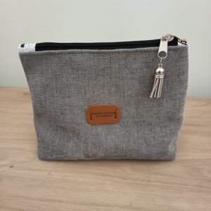 Trousse à maquillage "Velours ras gris souris"