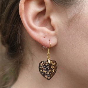 Boucles d'oreilles "COEUR"  Noir et or