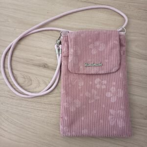 Pochette téléphone  - Velours ROSE inscrustée
