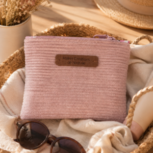 Porte monnaie zippé velours rose