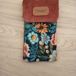 Etui à lunettes Velours rouille - motif fleurs