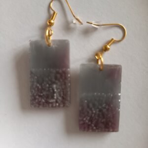 Boucles d'oreilles pendantes "Rectangle gris"
