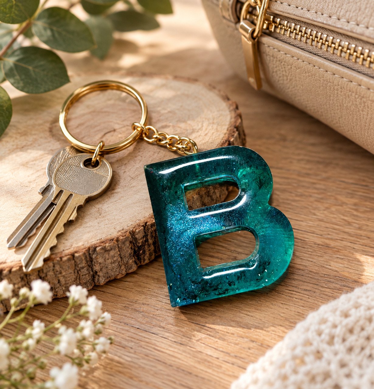 Porte-clés "Lettre B" Vert